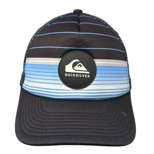 Quiksilver Logo Patch Snapback Trucker Hat Multi One Size Striped Mesh Back